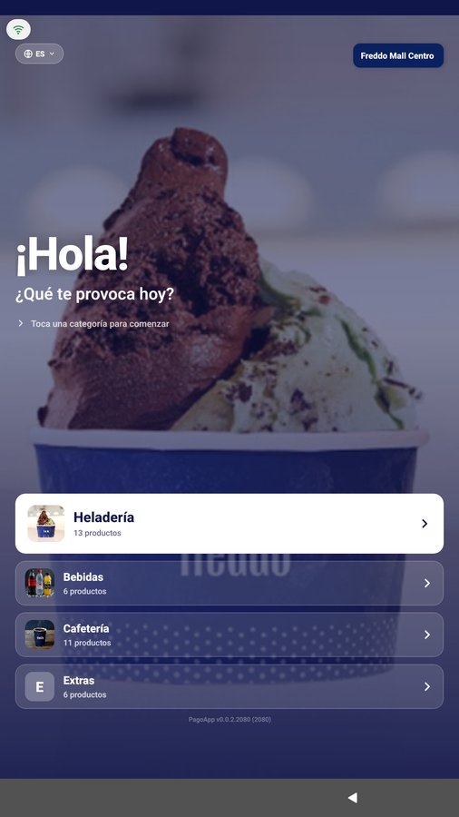 Pantalla de inicio del kiosco